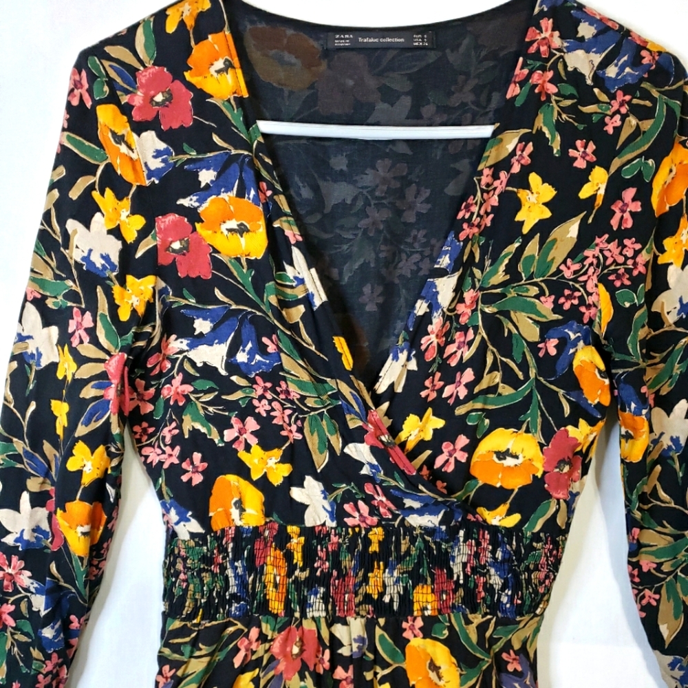 Zara Trafaluc Collection Floral Multicolored Juniors Wrap Dress Size S